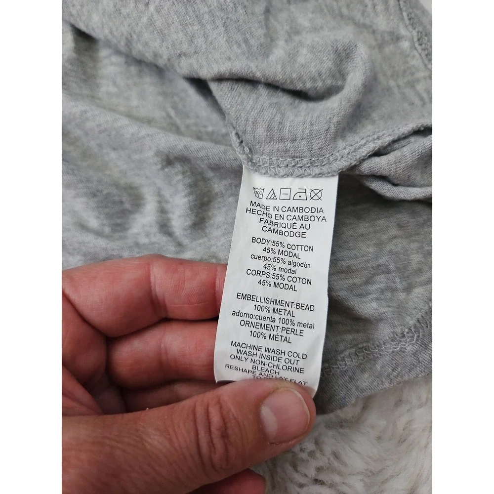 Michael Kors Gray Crystal MK Studded‎ Logo Long Sleeve Shirt 2X